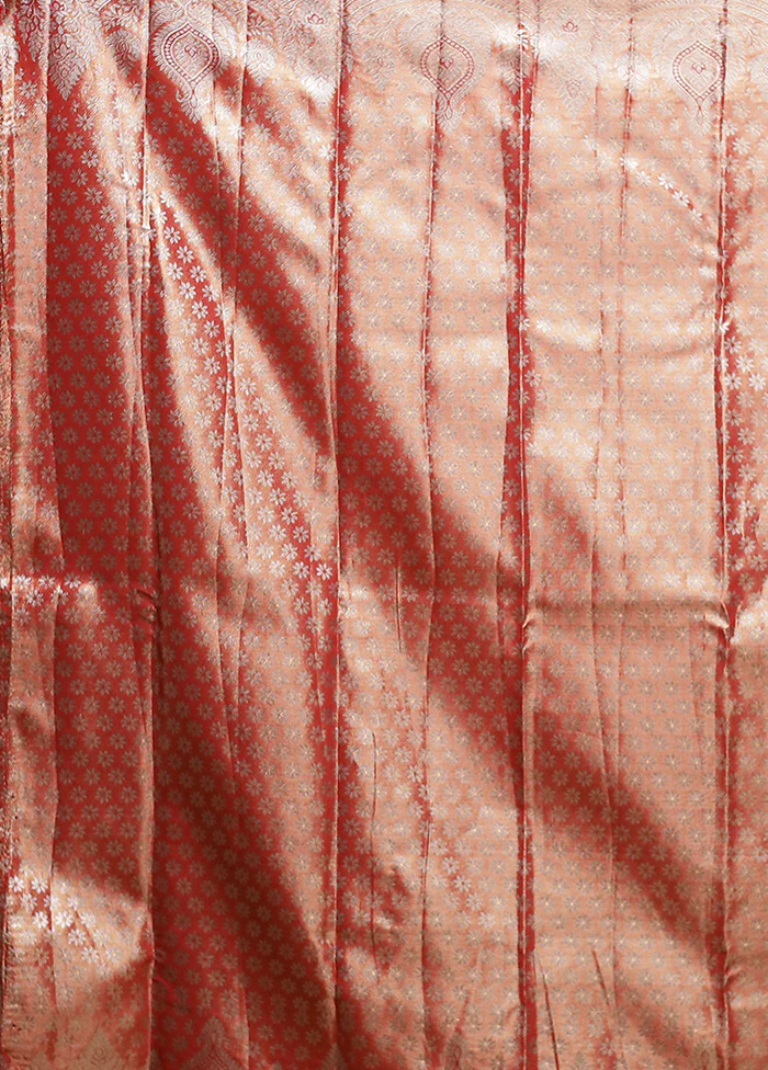 Peach Kanjivaram Silk Saree With Blouse Piece - Image 5