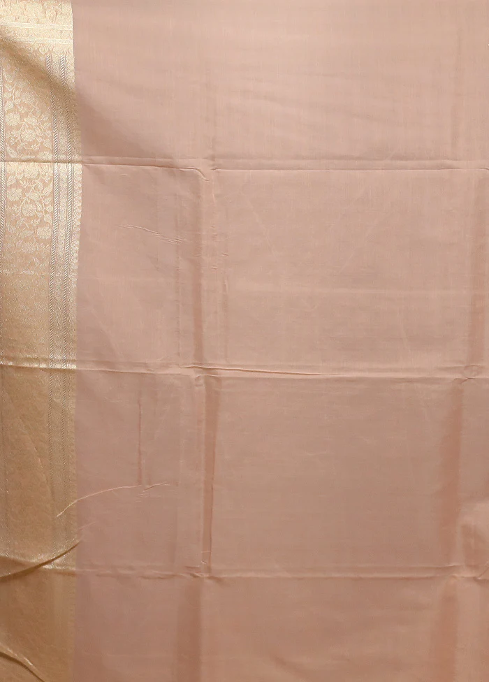 Peach Kora Silk Saree With Blouse Piece - Image 5