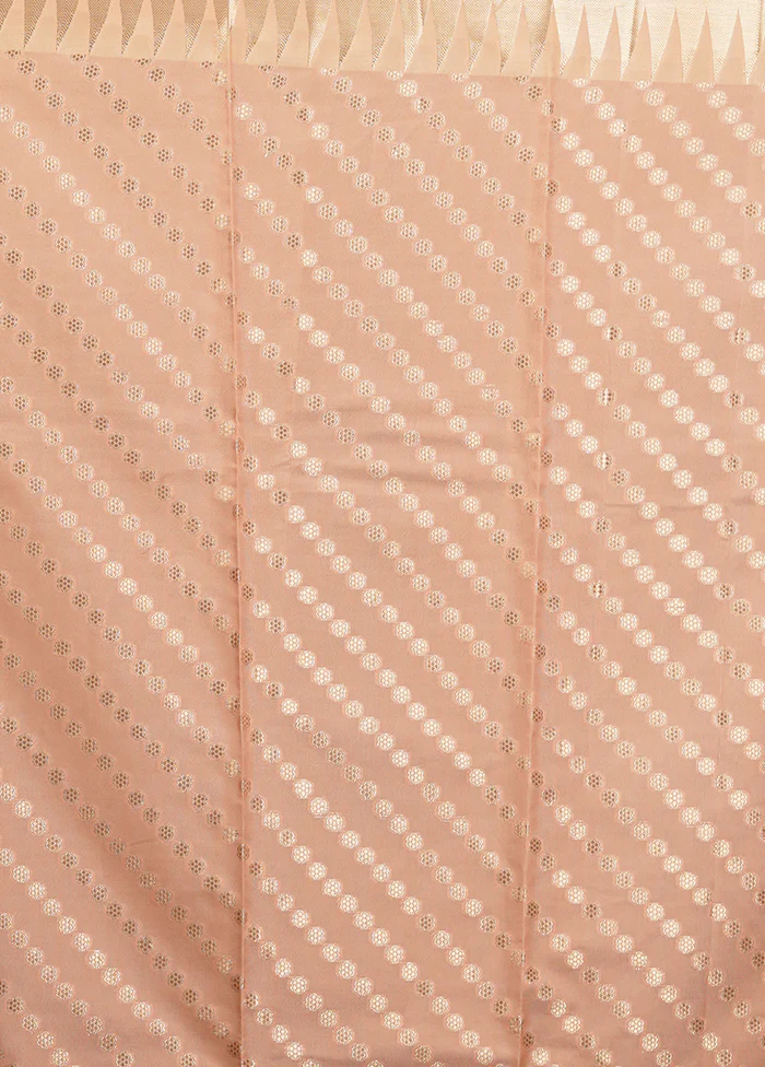 Peach Kora Silk Saree With Blouse Piece - Image 5