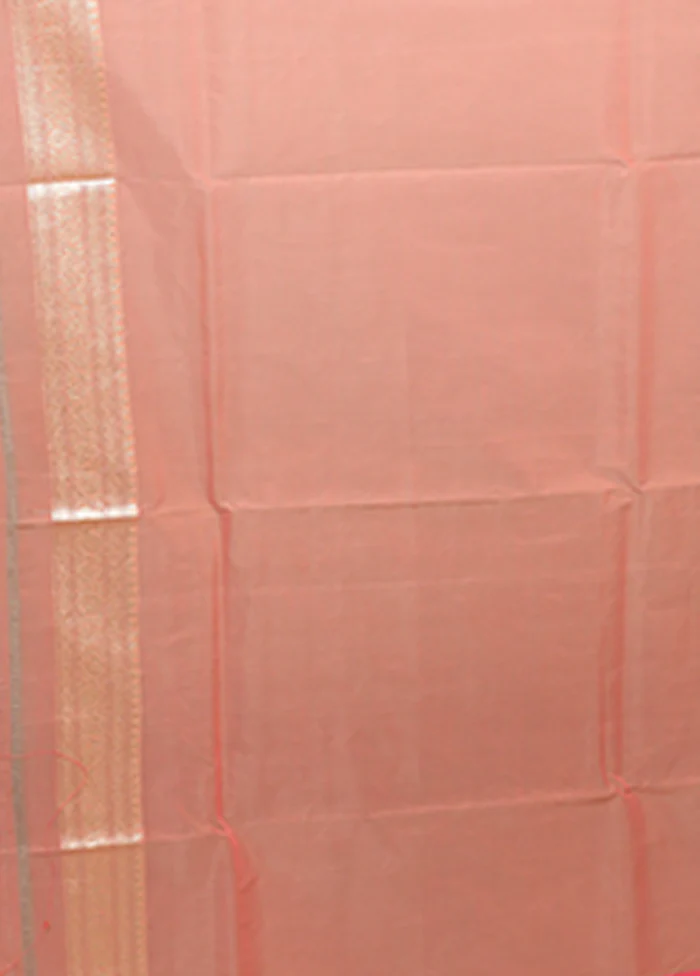 Peach Kora Silk Saree With Blouse Piece - Image 5