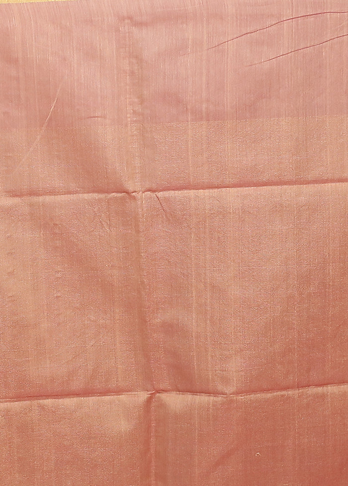 Peach Matka Silk Saree With Blouse Piece - Image 5