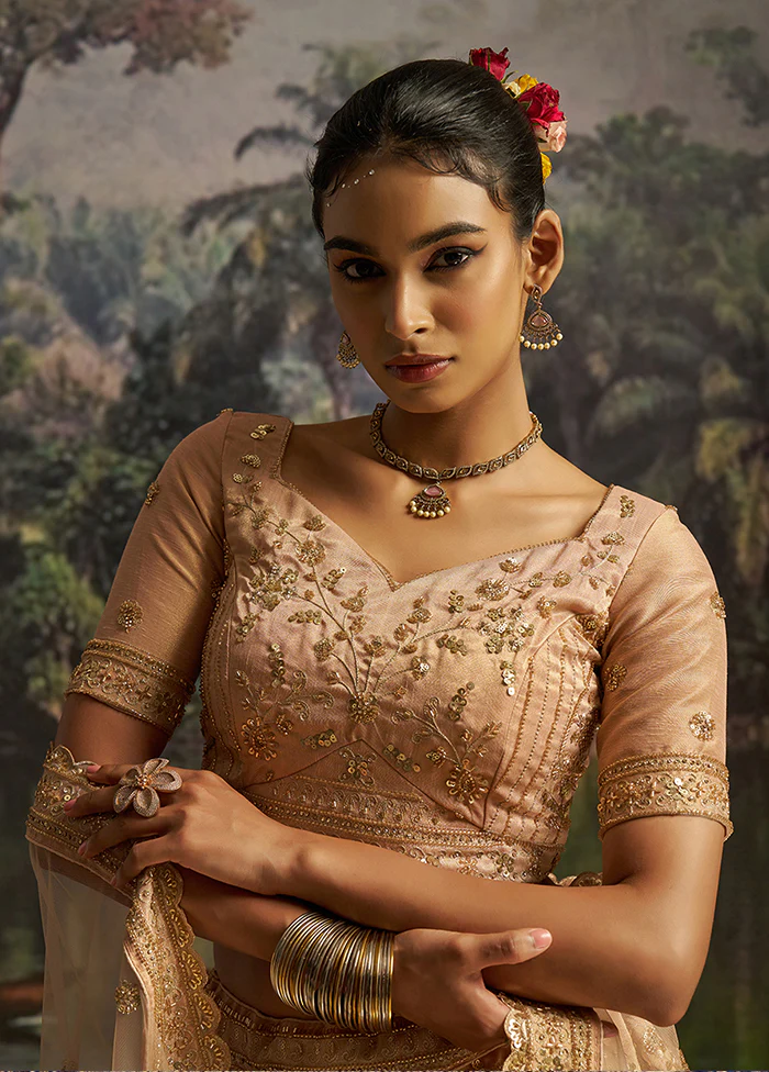 Peach Net Lehenga Set - Image 2