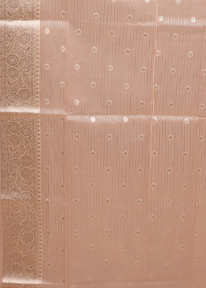 Peach Organza Saree With Blouse Piece - Image 5