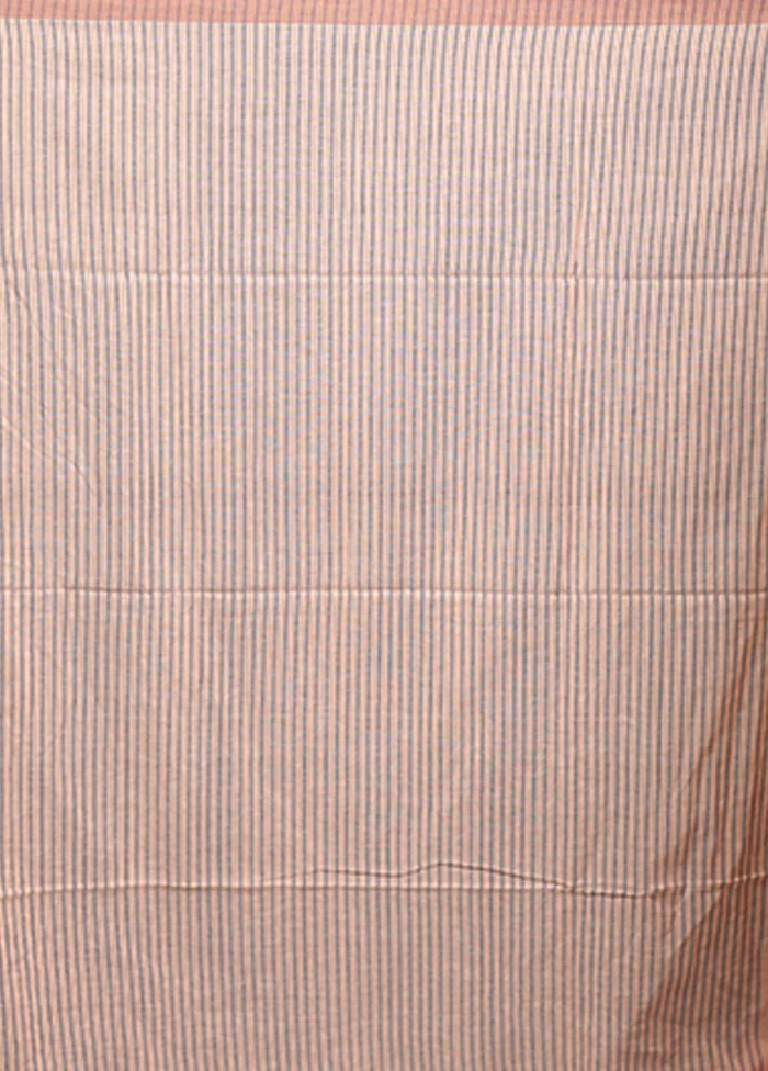 Peach Pure Cotton Saree With Blouse Piece - Image 5