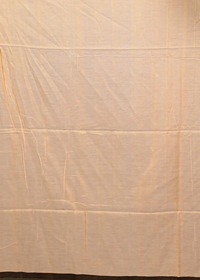 Peach Pure Cotton Saree With Blouse Piece - Image 5