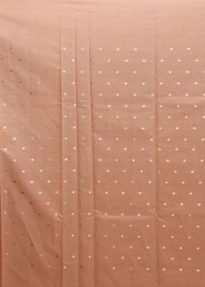 Peach Pure Kota Cotton Saree With Blouse Piece - Image 5