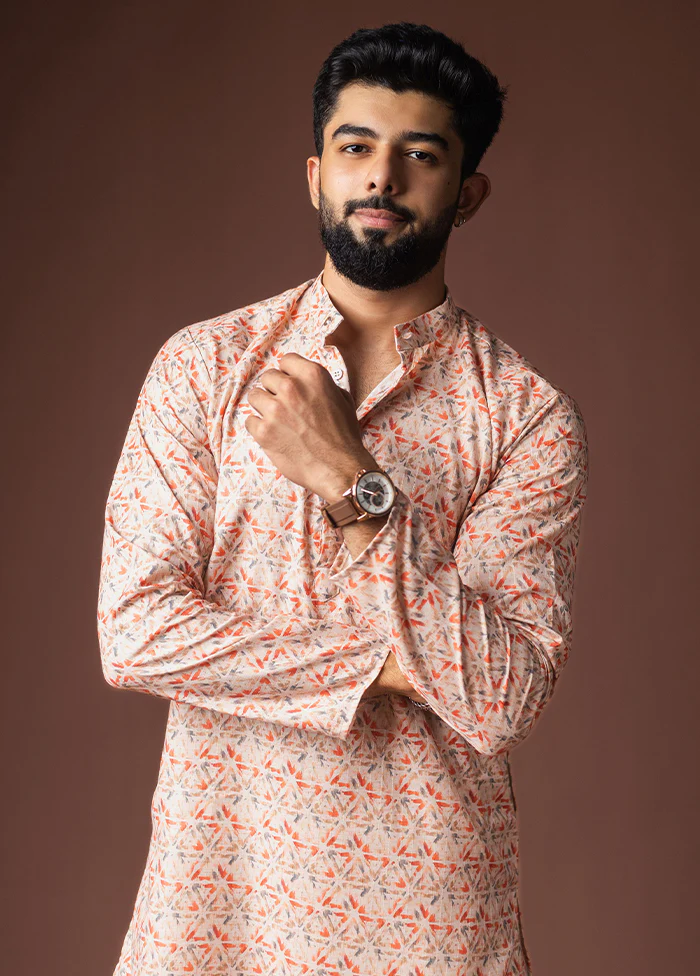 Peach Silk Kurta & Pajama Set - Image 2