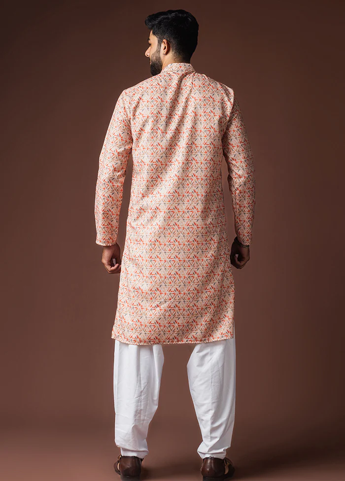 Peach Silk Kurta & Pajama Set - Image 3