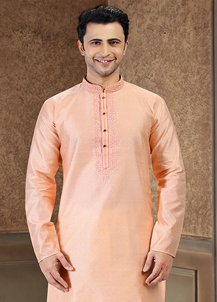 Peach Silk Kurta & Pajama Set - Image 2