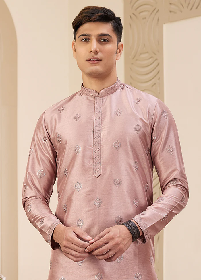Peach Silk Kurta & Pajama Set - Image 2
