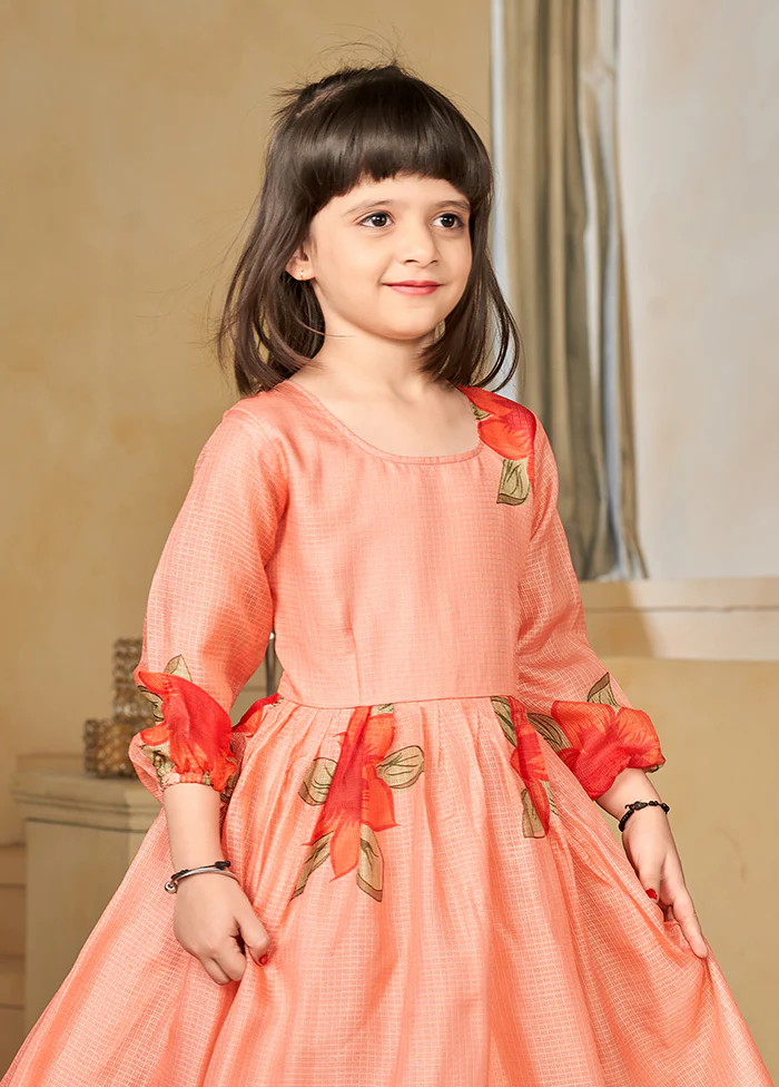 Peach Silk Frock - Image 2