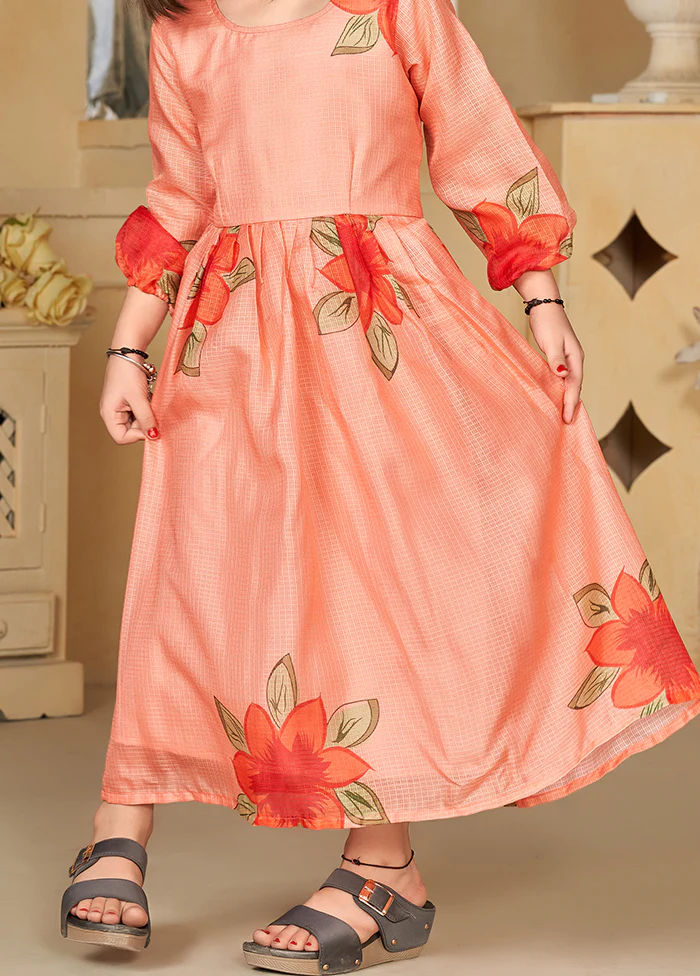 Peach Silk Frock - Image 3