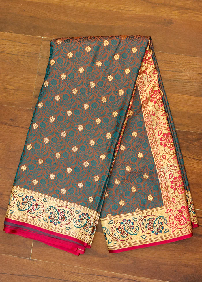 Blue Tanchoi Silk Saree With Blouse Piece