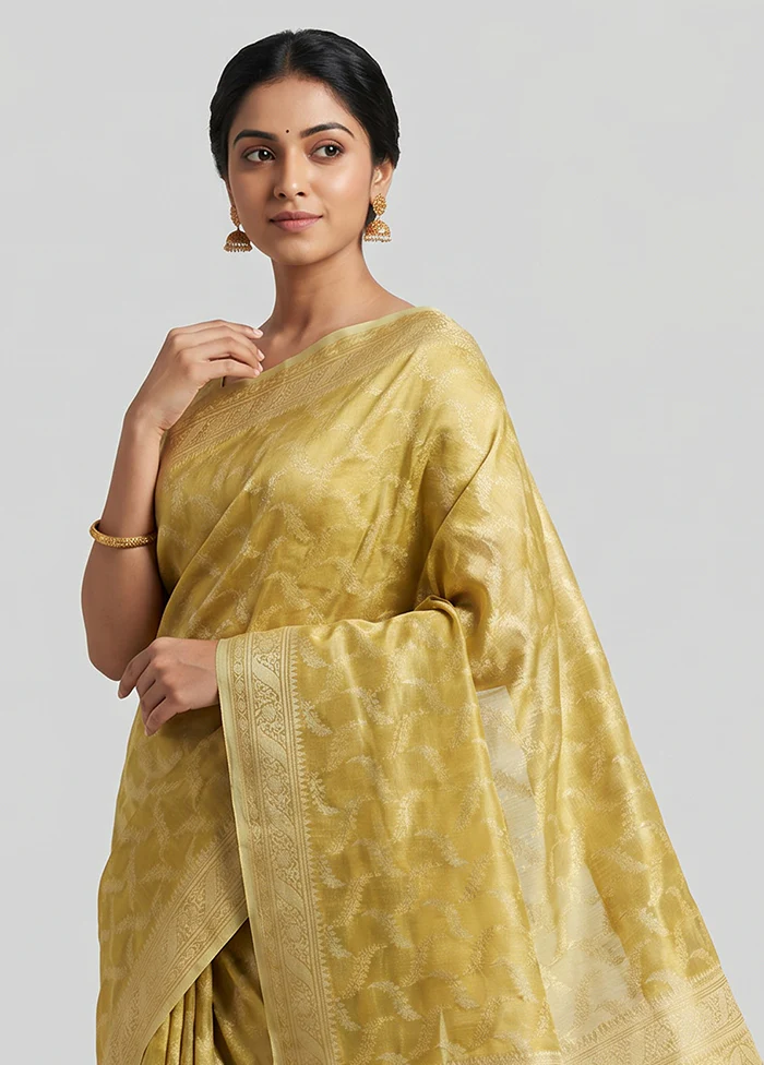 Peach Tissue Silk Saree With Blouse Piece - Image 2