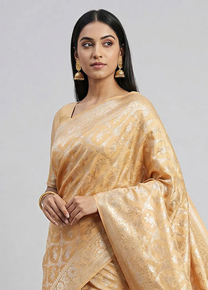 Peach Uppada Silk Saree With Blouse Piece - Image 2