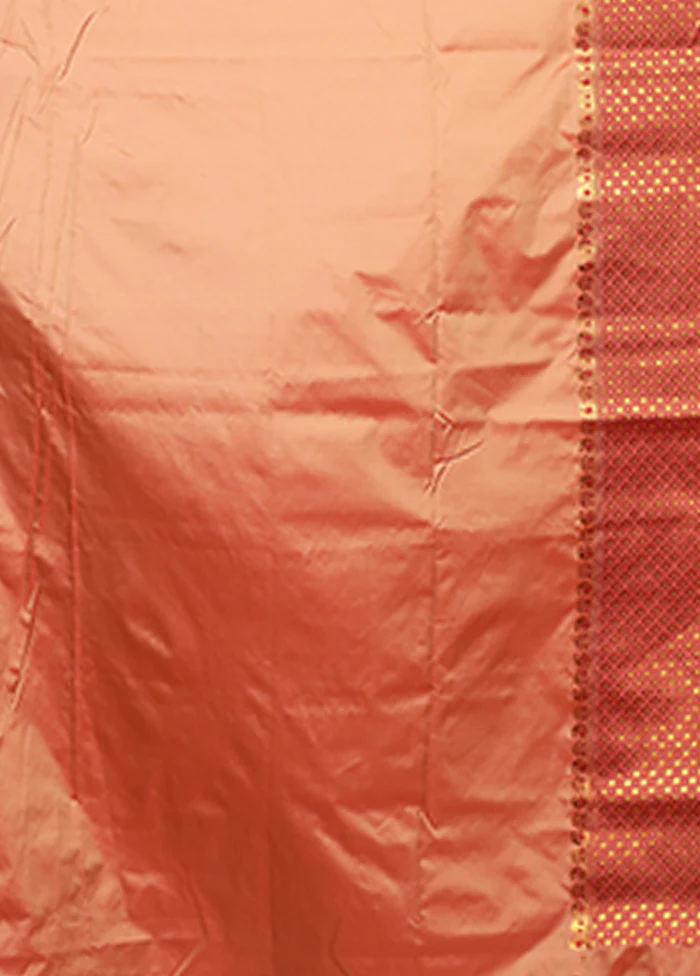 Pink Assam Silk Saree With Blouse Piece - Image 5