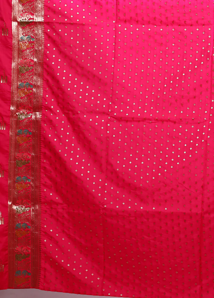 Pink Baluchari Silk Saree With Blouse Piece - Image 6
