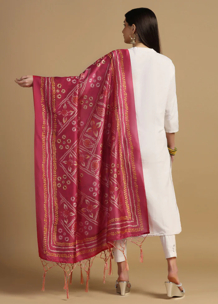 Pink Banarasi Silk Dupatta - Image 2