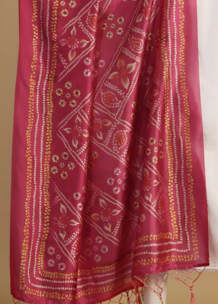 Pink Banarasi Silk Dupatta - Image 3