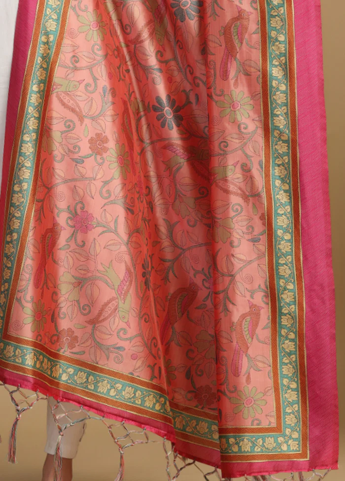 Pink Banarasi Silk Dupatta - Image 3