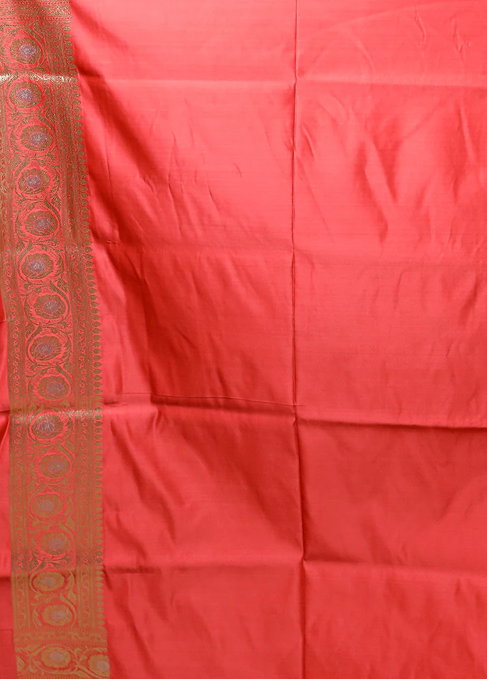 Pink Banarasi Silk Saree With Blouse Piece - Image 5