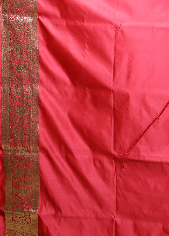 Pink Banarasi Silk Saree With Blouse Piece - Image 5
