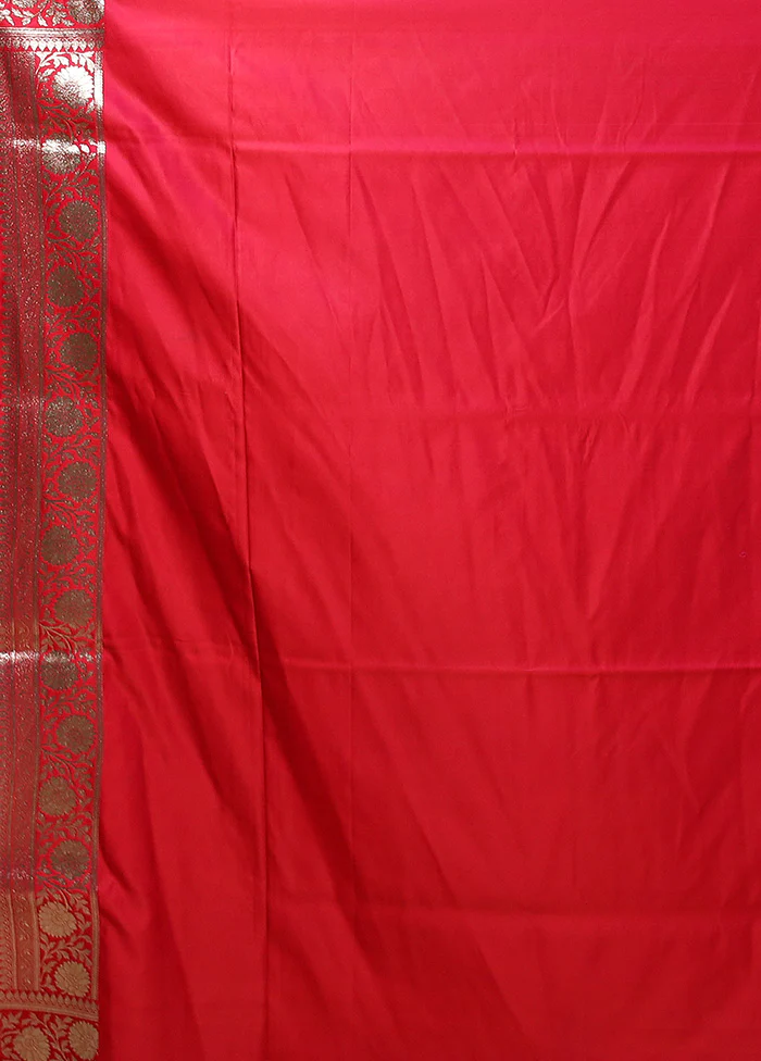 Pink Banarasi Silk Saree With Blouse Piece - Image 5