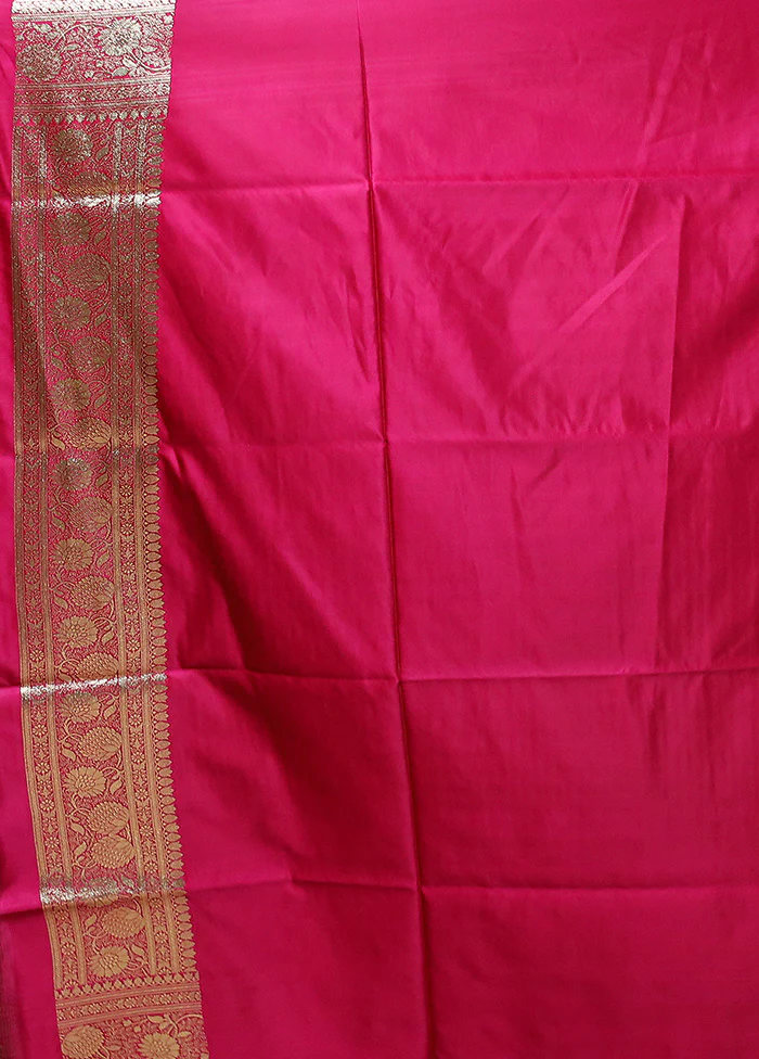Pink Banarasi Silk Saree With Blouse Piece - Image 5