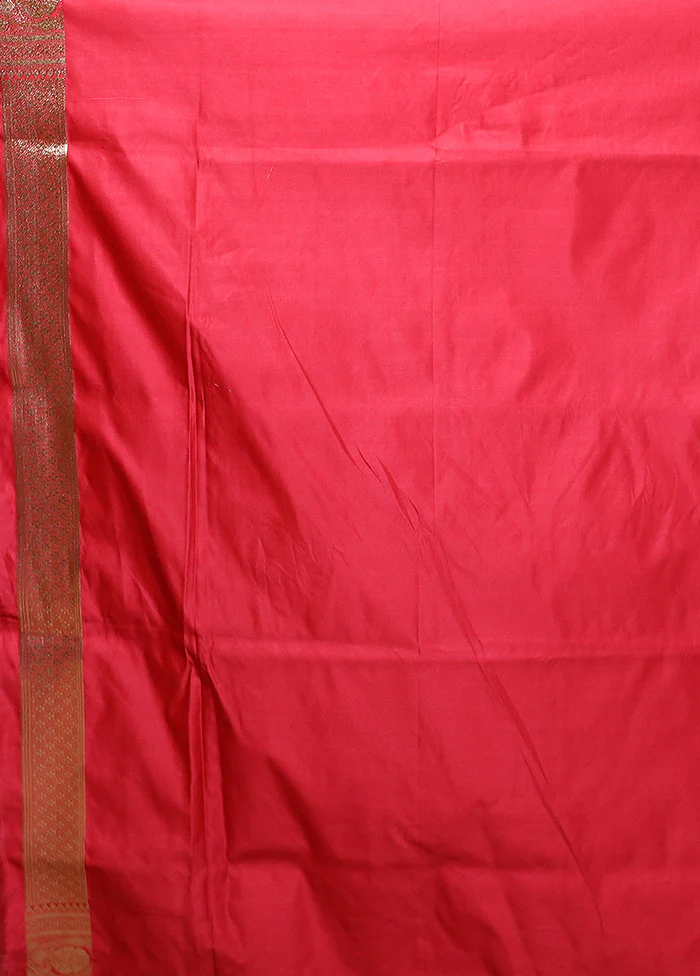 Red Banarasi Silk Saree With Blouse Piece - Image 5