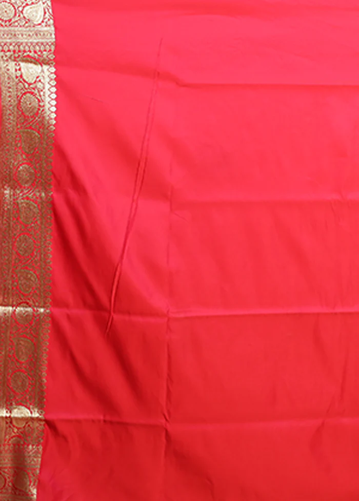 Pink Banarasi Silk Saree With Blouse Piece - Image 5