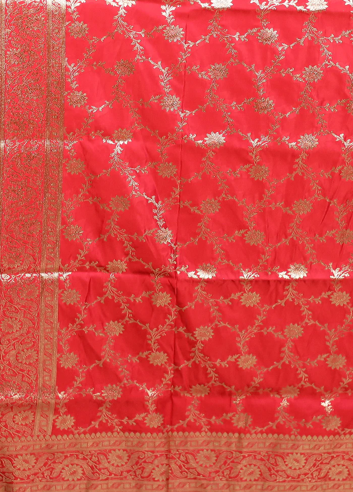 Pink Banarasi Silk Saree With Blouse Piece - Image 5