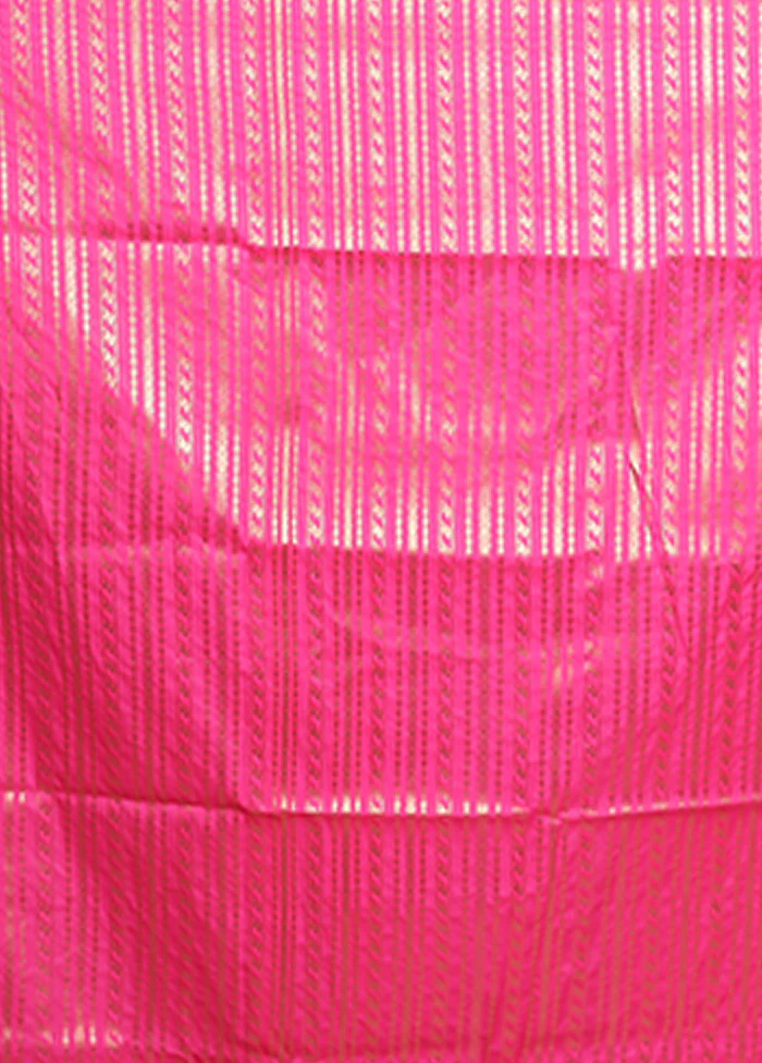 Pink Banarasi Silk Saree With Blouse Piece - Image 5