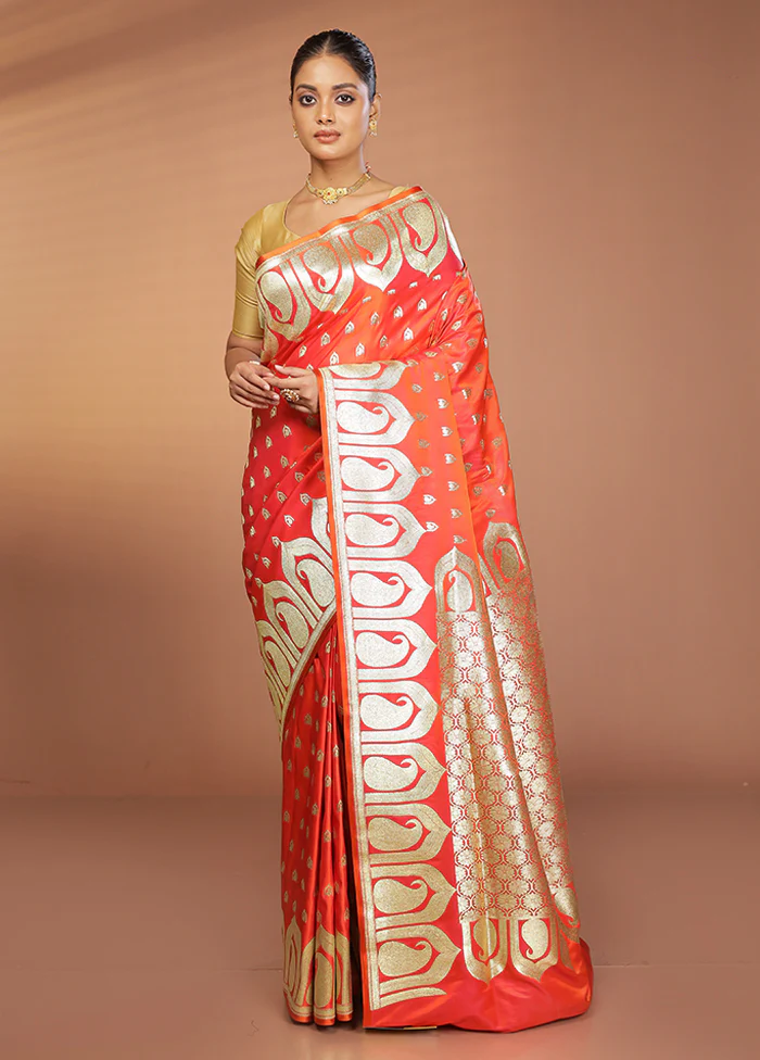 Pink Banarasi Silk Saree With Blouse Piece - Image 2