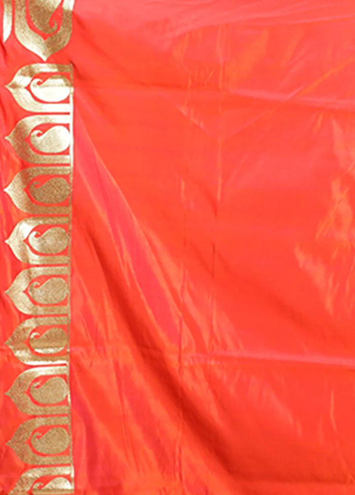 Pink Banarasi Silk Saree With Blouse Piece - Image 5