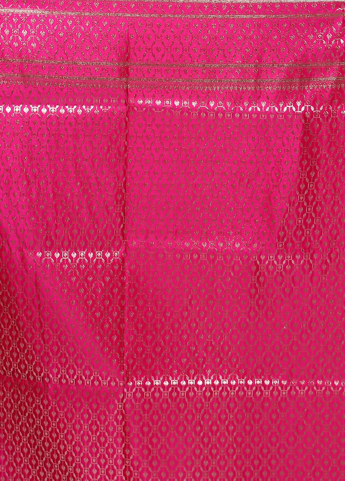 Pink Banarasi Silk Saree With Blouse Piece - Image 5