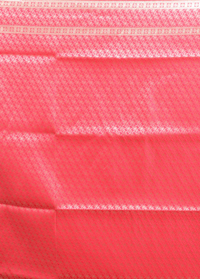 Pink Banarasi Silk Saree With Blouse Piece - Image 5