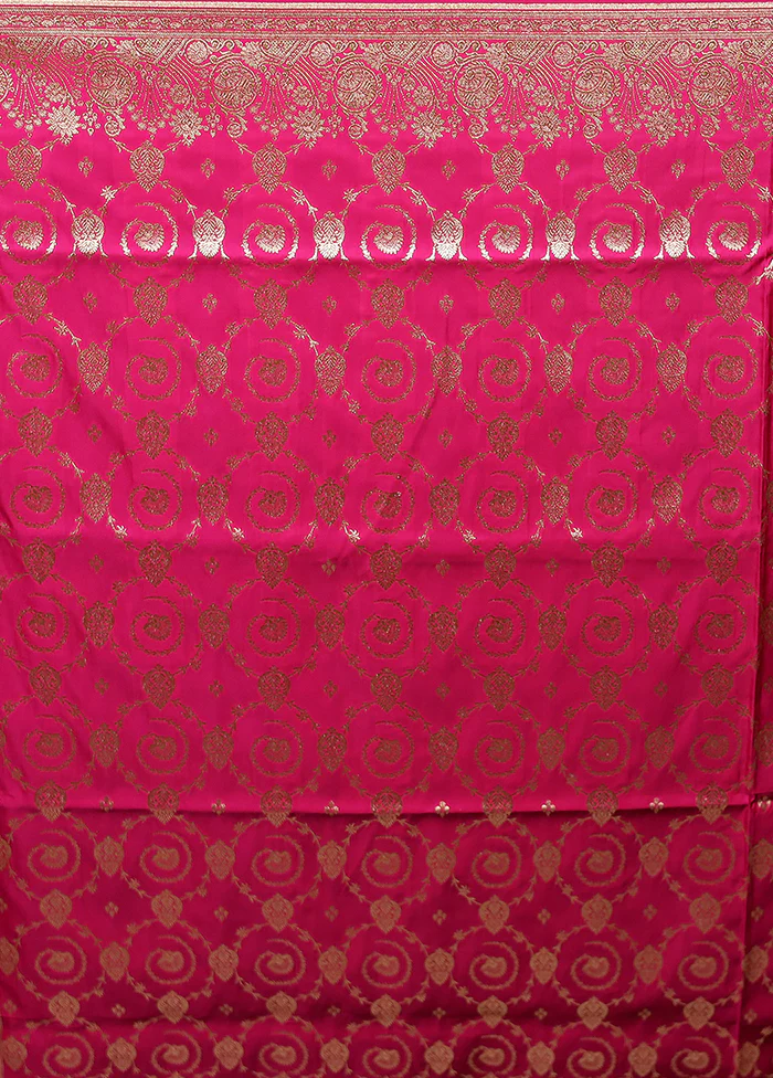 Pink Banarasi Silk Saree With Blouse Piece - Image 5