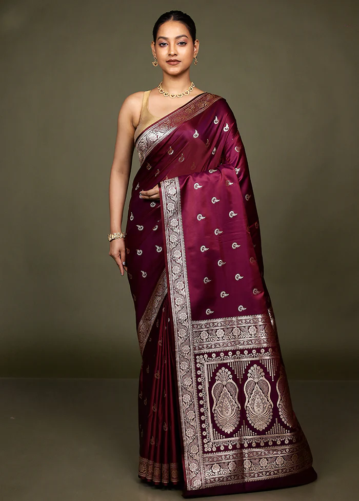 Pink Banarasi Silk Saree With Blouse Piece - Image 2