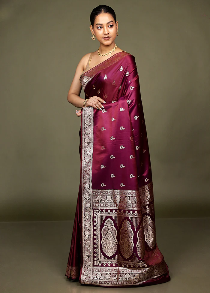 Pink Banarasi Silk Saree With Blouse Piece - Image 4