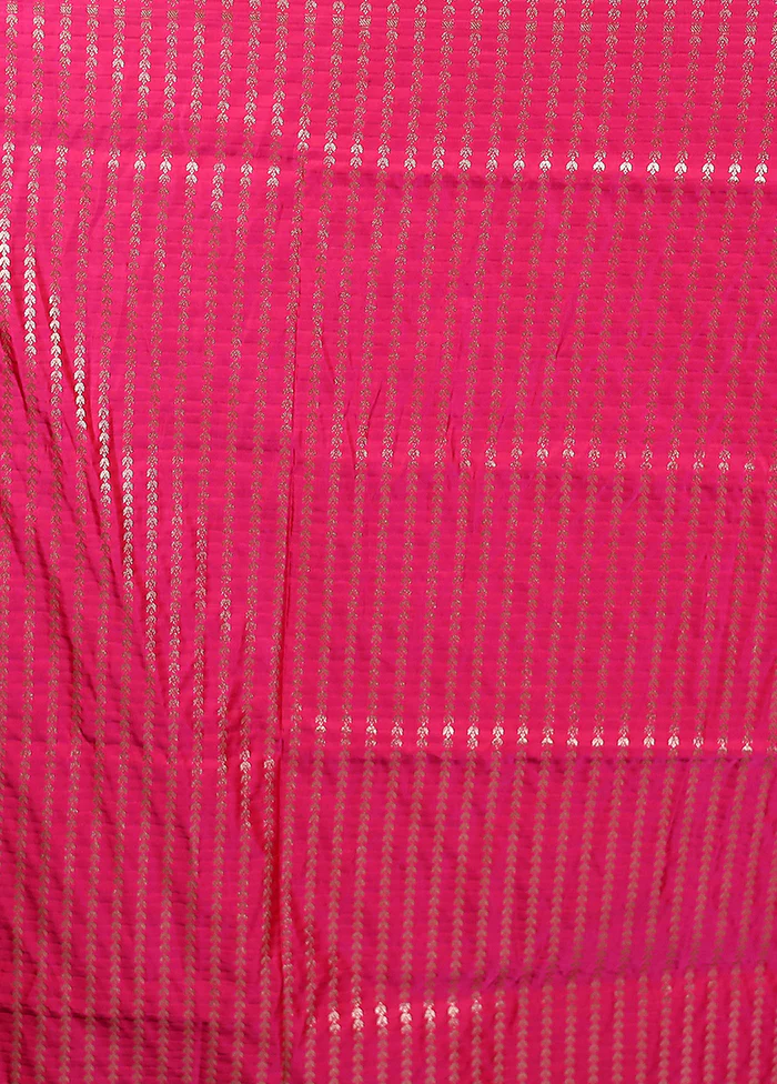 Pink Banarasi Silk Saree With Blouse Piece - Image 5