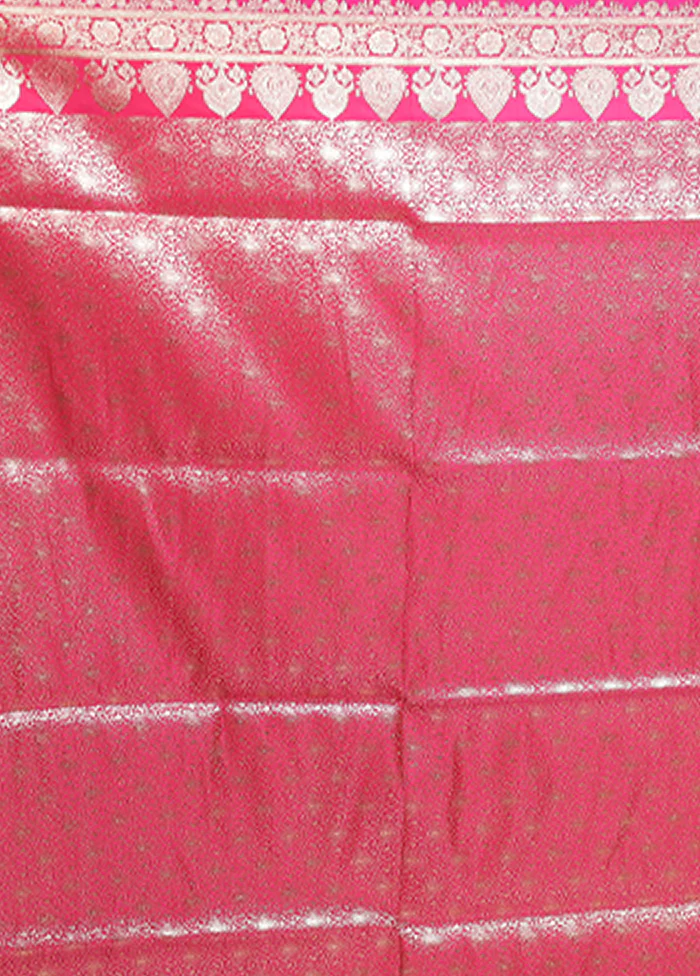 Pink Banarasi Silk Saree With Blouse Piece - Image 5