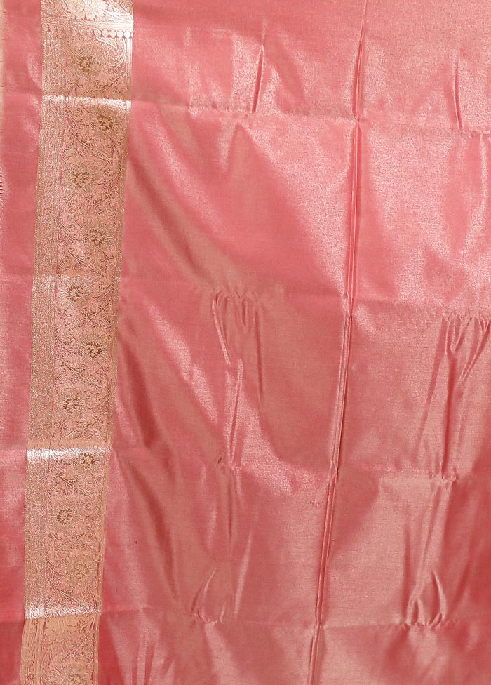 Pink Banarasi Silk Saree With Blouse Piece - Image 5