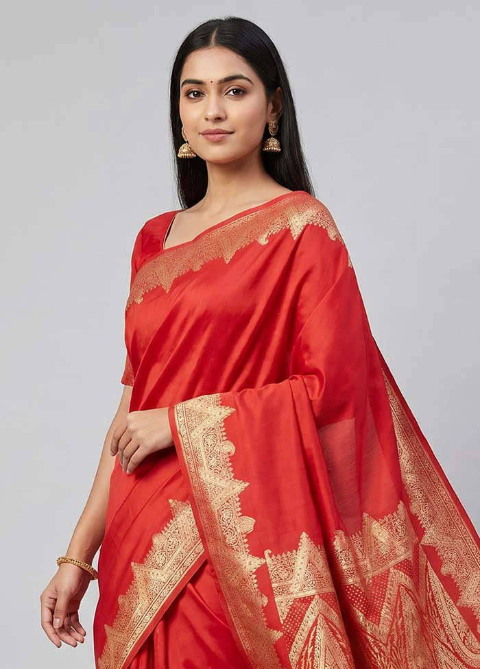 Pink Banarasi Silk Saree With Blouse Piece - Image 2