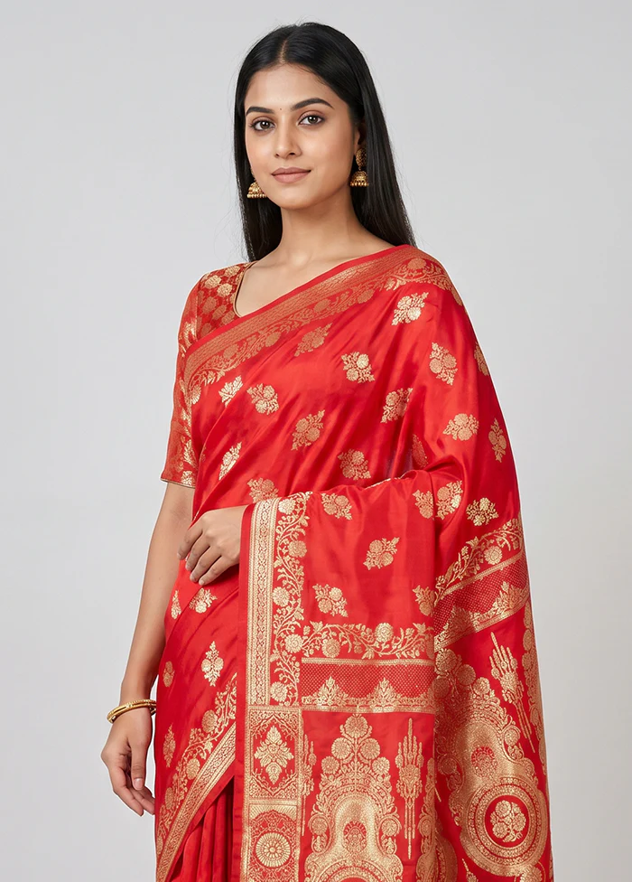 Pink Banarasi Silk Saree With Blouse Piece - Image 2