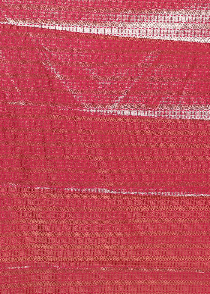 Pink Banarasi Silk Saree With Blouse Piece - Image 5