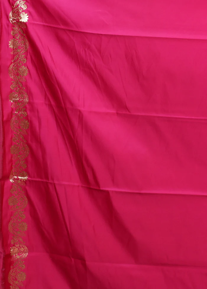 Pink Banarasi Silk Saree With Blouse Piece - Image 5