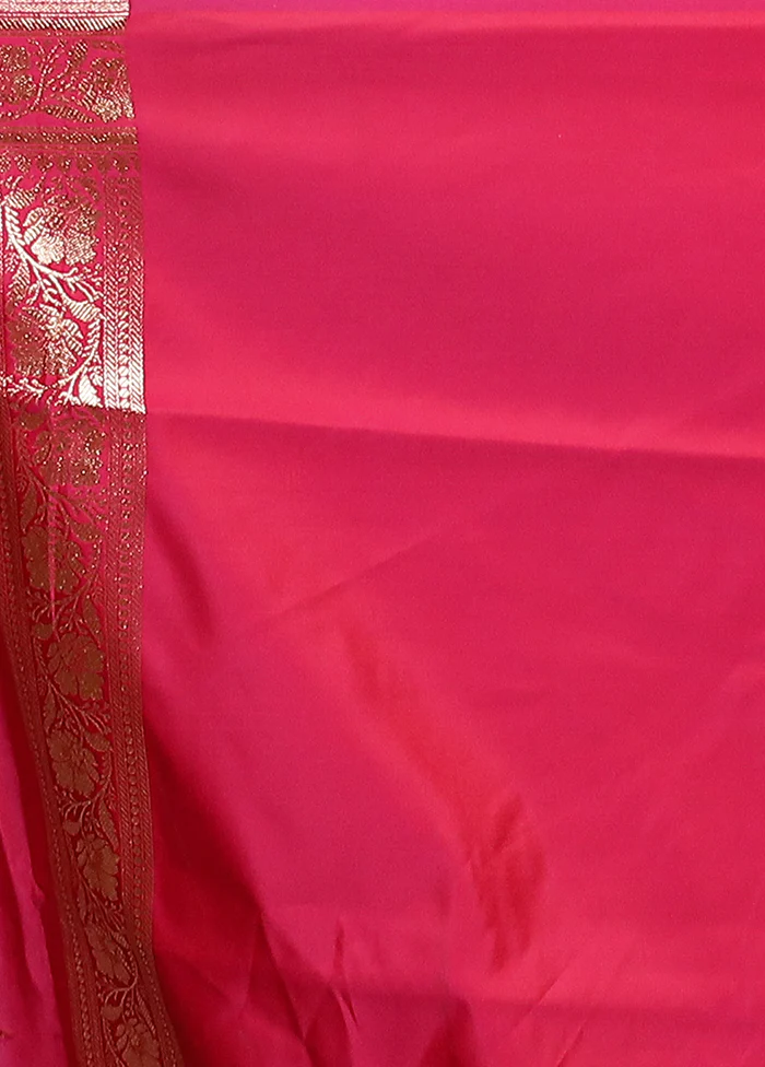 Pink Banarasi Silk Saree With Blouse Piece - Image 5