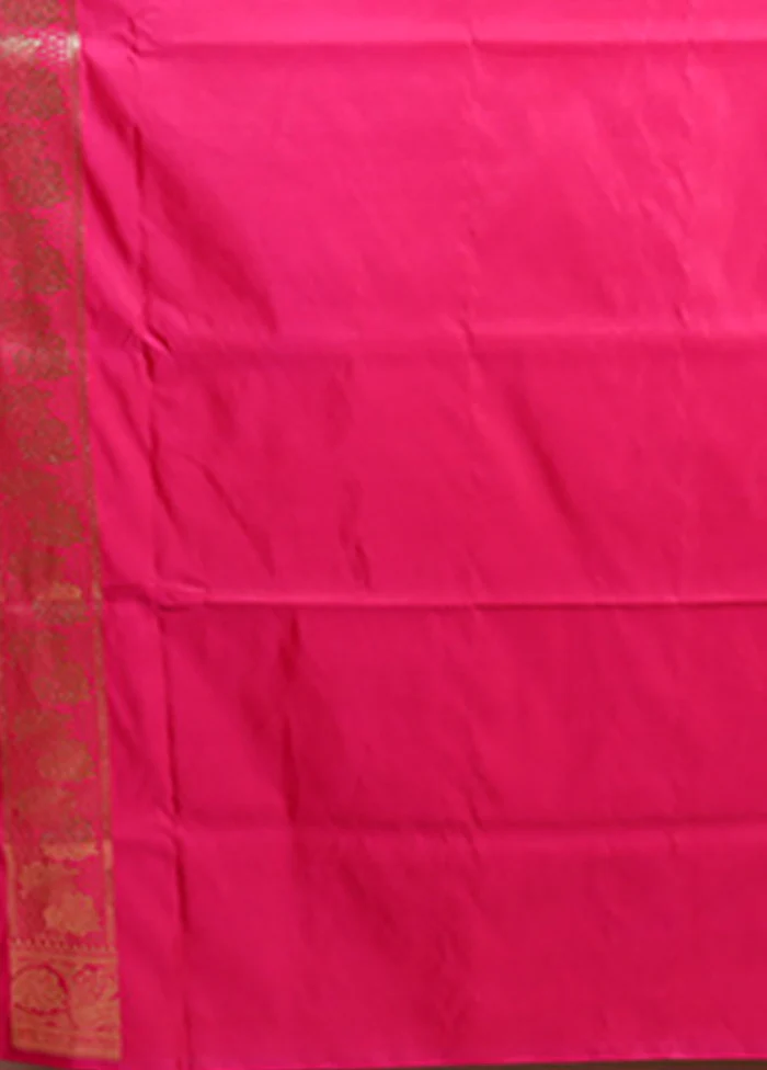 Pink Banarasi Silk Saree With Blouse Piece - Image 5