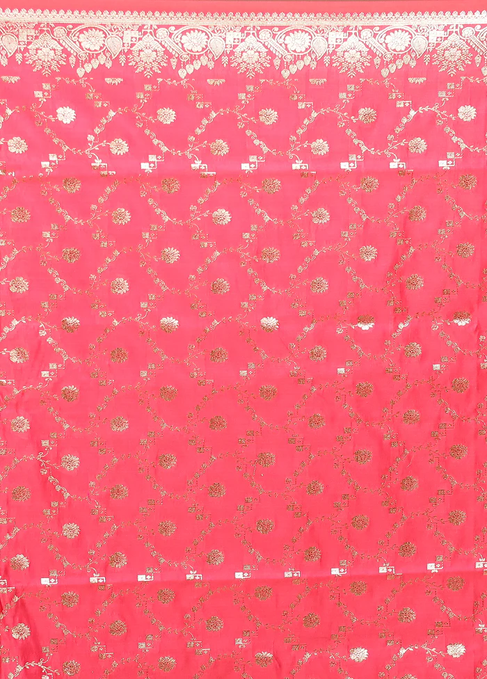 Pink Banarasi Silk Saree With Blouse Piece - Image 5