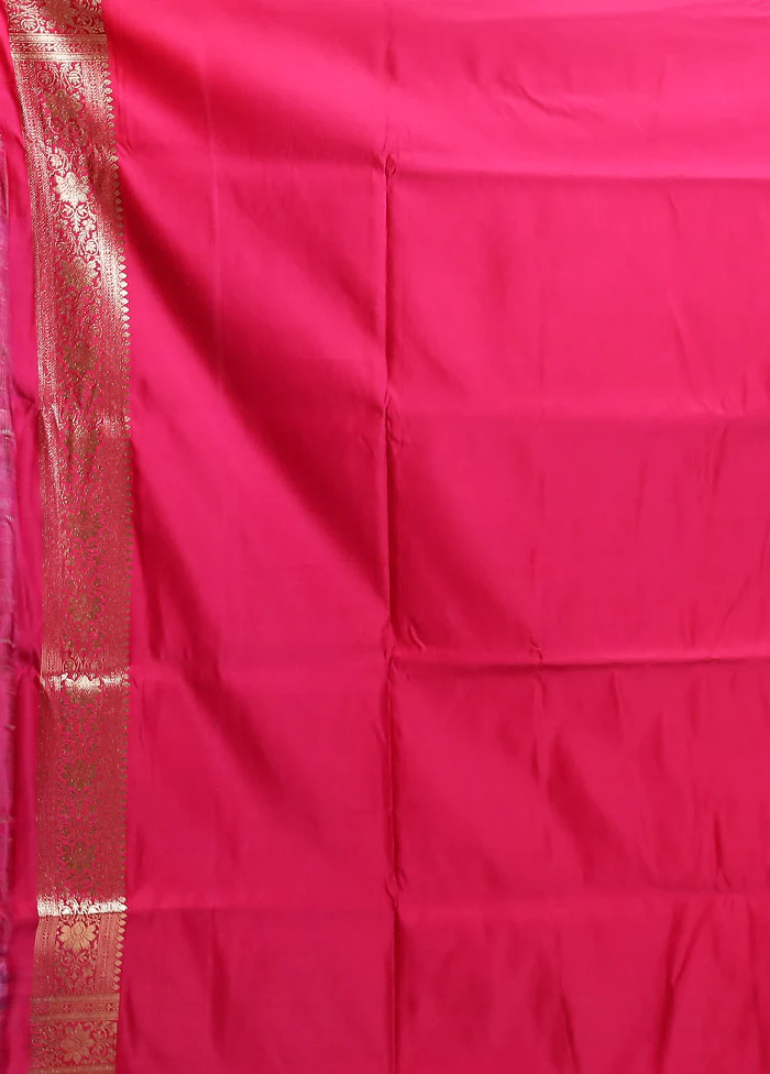 Pink Banarasi Silk Saree With Blouse Piece - Image 5